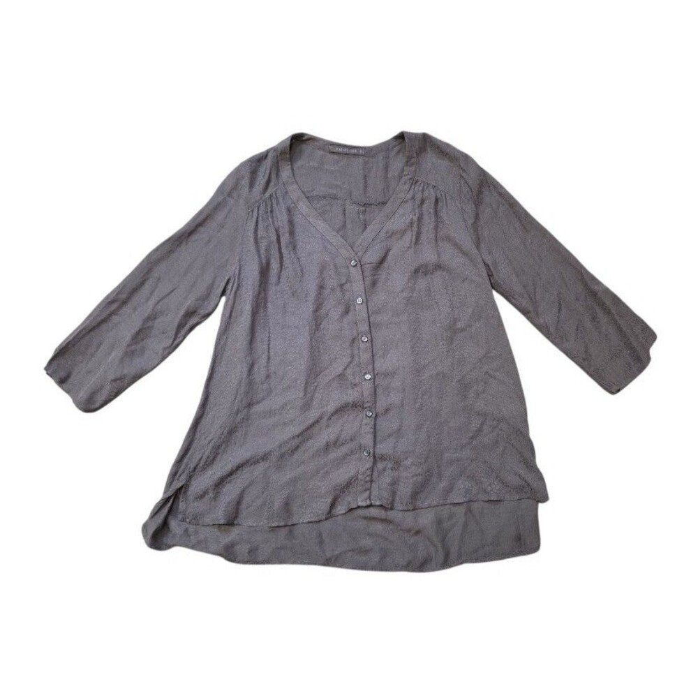 Cut Loose Women Size Small Button Up Tunic Shirt Brown Lagenlook Capsule Texture